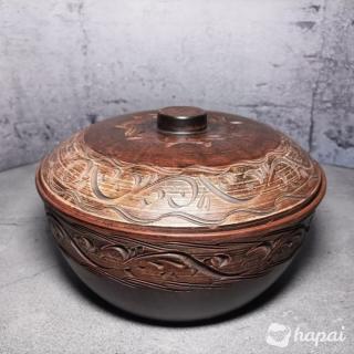 Красивый казан из красной глины резной узор 4 литр