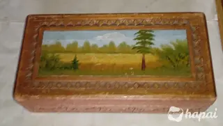 Шкатулка дерево, резьба, масляная роспись. Винтаж.